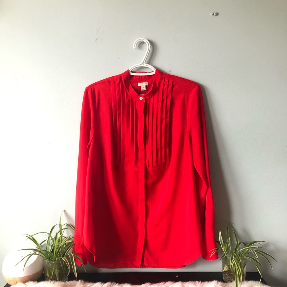 J. Crew Drapey Tuxedo Top in Red